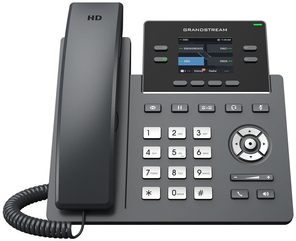 Grandstream GRP2612W VoIP telefon, 2x SIP, barevný podsvícený displej, 2x 10/100 Mbps RJ45, PoE, WiFi