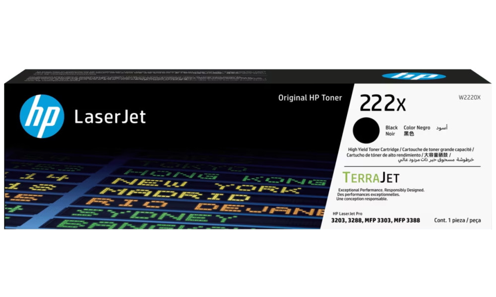 HP 222X Černá Originální laserová tonerová kazeta s vysokou výtěžností