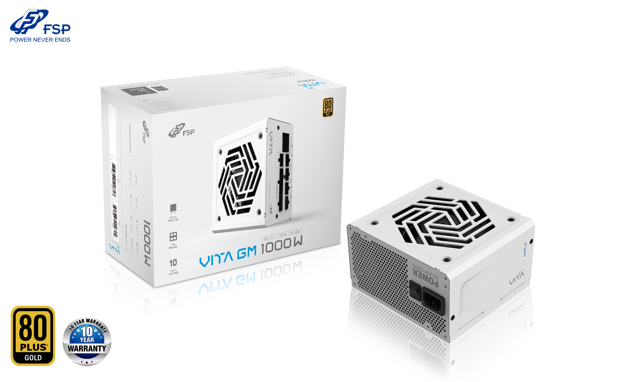 FSP VITA GM White/1000W/ATX 3.1/80PLUS Gold/Modular/Retail