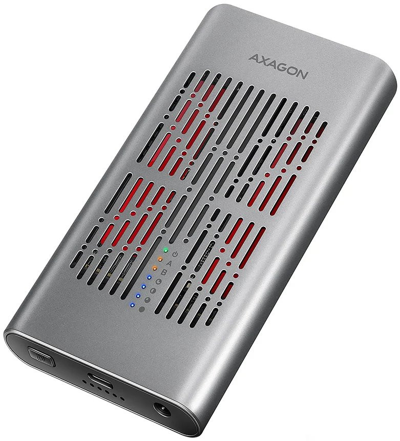 AXAGON box pro 2x M.2 NVMe SSD s funkcí klonování / EEM2-20GD / USB-C / USB 3.2 Gen2 / kabel 30cm USB-C na USB-C