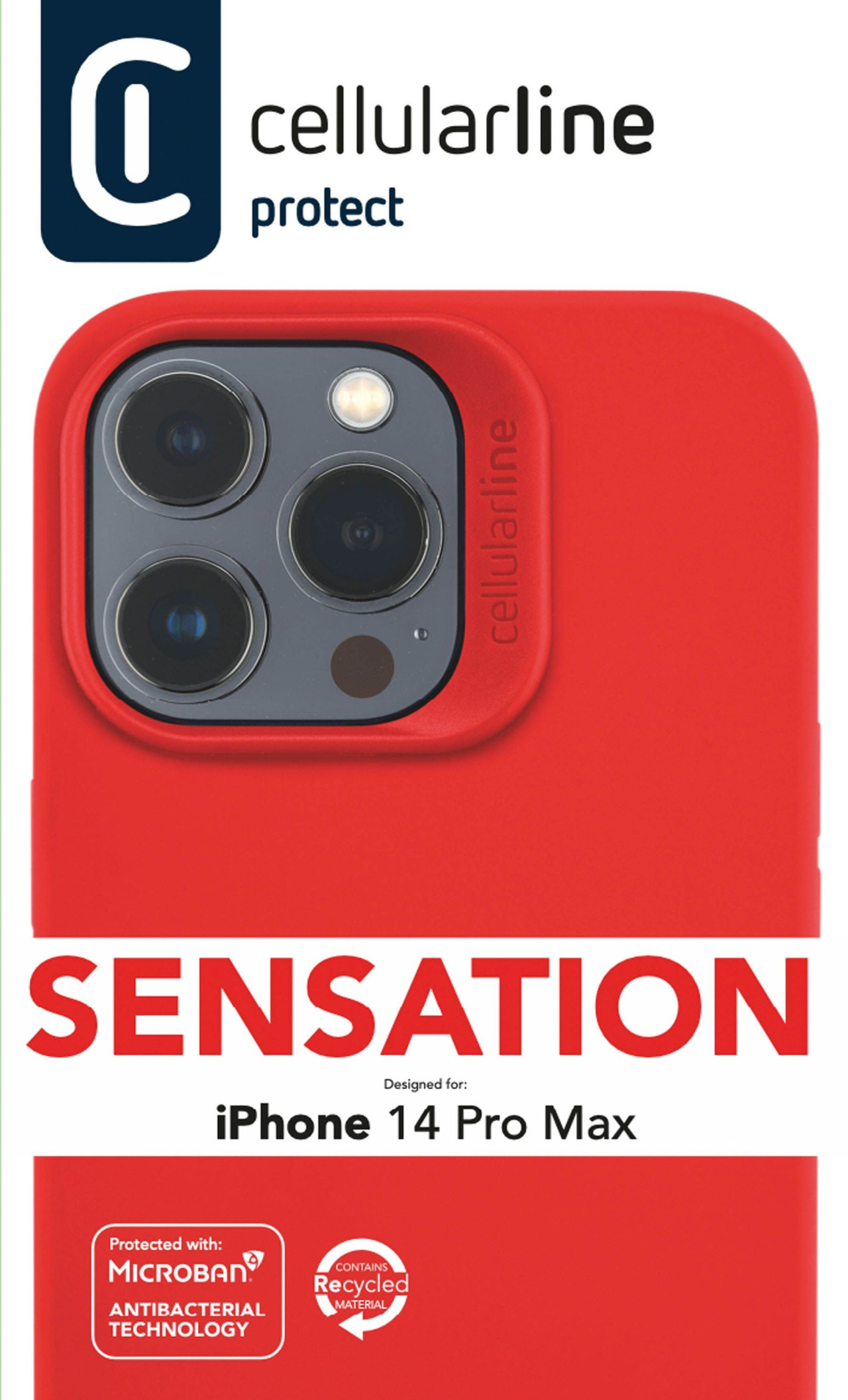 Ochranný silikonový kryt Cellularline Sensation pro Apple iPhone 14 Pro Max, červený