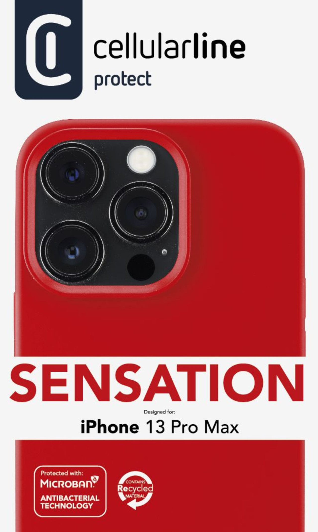 Ochranný silikonový kryt Cellularline Sensation pro Apple iPhone 13 Pro Max, červený