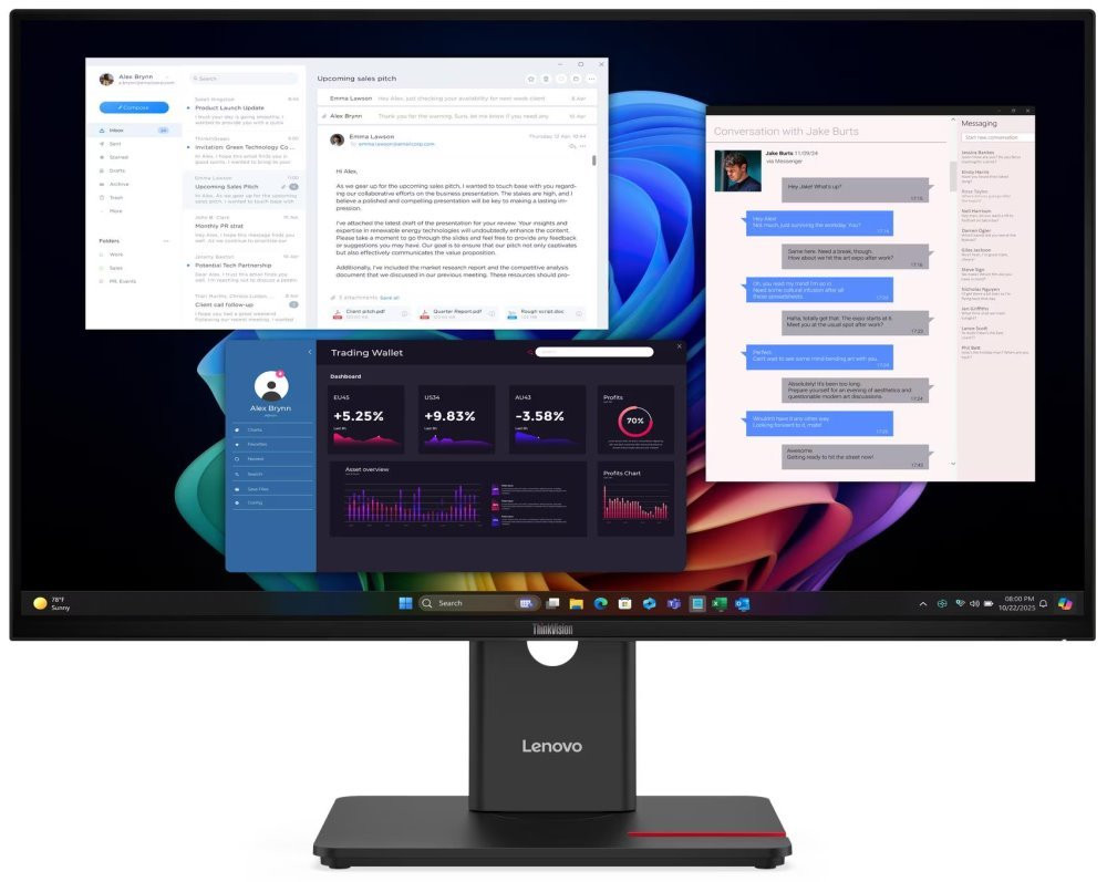 Lenovo T27UD-40/ 27"/ IPS/ 3840x2160/ 16:9/ 350cd/m2/ 1500:1/ 4ms/ HDMI/ DP/ USB/ USB-C/ LAN/ PIVOT