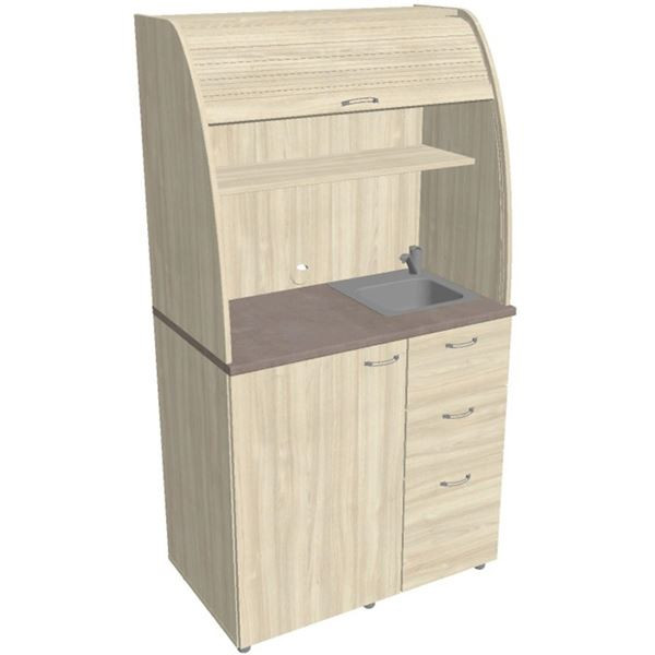 Kuchyňka s lednicí, dřezem a baterií Hobis KU 3 3