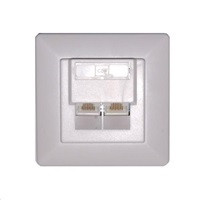 Zásuvka UTP 2x RJ45 Cat6, duální svorkovnice, pod omítku