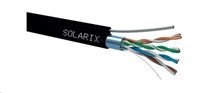 Instalační kabel Solarix venkovní FTP, Cat5E, drát, PE, samonosný, cívka 305m