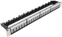 19" modulární stíněný patch panel XtendLan 24port, 4x vyjímatelný modul, černý