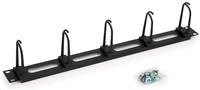 TRITON 19" vyvazovací panel průchozí 1U - 5x plastová úchytka velká, černá