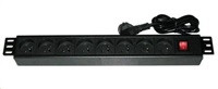 19" rozvodný panel 8x230V, ČSN, kabel 1,8m, vypínač, indikátor napětí, výška 1.5U