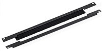 TRITON 19" průchozí panel 1U rozdělený horizontálně, kartáč, otvor 350 x 21 mm, černý