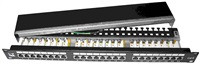 19" Patch panel LYNX 24port, STP, Cat6, 30µm, duální svorkovnice, černý