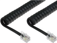 Telefonní šňůra kroucená - 2xRJ10 4p4c, 4m, černá