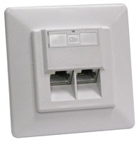 Zásuvka STP 2x RJ45 Cat5E, duální svorkovnice, pod omítku