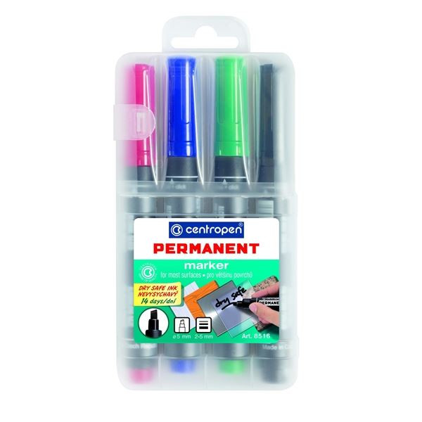 Permanentní popisovač Centropen 8516, sada 4 barev