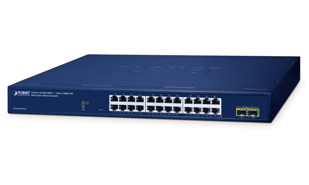 ROZBALENÉ - Planet GS-2210-24T2S WEBsmart L2 switch, 24x1Gb, 2x1Gb SFP, QoS