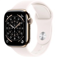 Apple Watch Series 11 GPS + Cellular 42mm Gold Titanium Case with Light Blush Sport Band - S/M