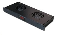 BAZAR - 19" ventilační jednotka XtendLan, 2 ventilátory, LCD display, termostat, hloubka 200mm, černá - po opravě