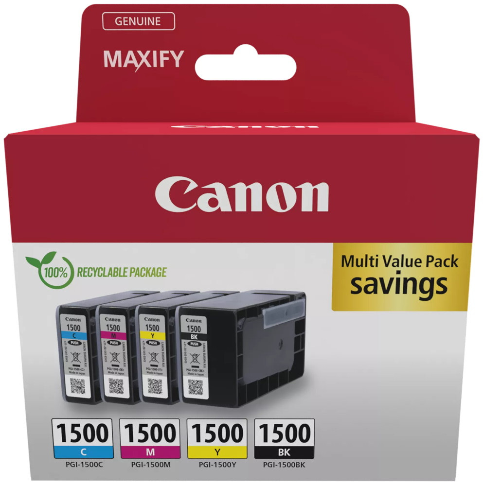 Canon inkoustová náplň PGI-1500 BK/C/M/Y MULTI Ink Value Pack