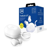 3mk bezdrátová stereo sluchátka FlowBuds 6.0 white, nabíjecí pouzdro, bílá