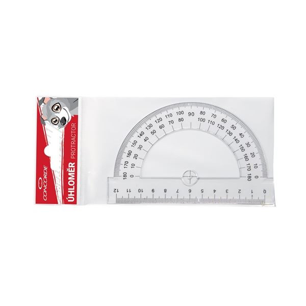 Úhloměr Concorde, 12cm, závěs, transparentní