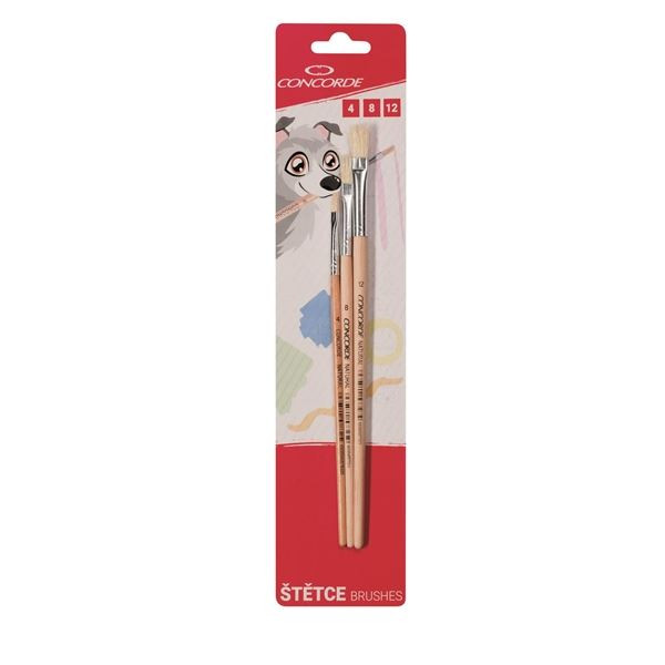 Sada štětců Concorde Natural ploché 3ks, blistr