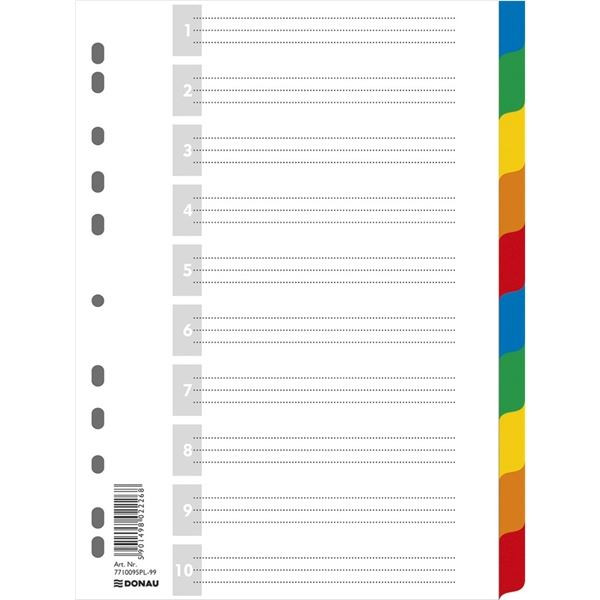 Plast.rozliš.Donau-A4,bílý s barev.okrajem,10listů