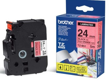 Brother - TZe-B51, signální oranžová / černá  (24mm)