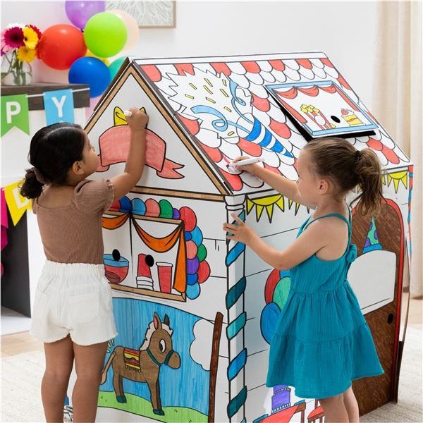 Dětský domeček k vybarvení z kartonu