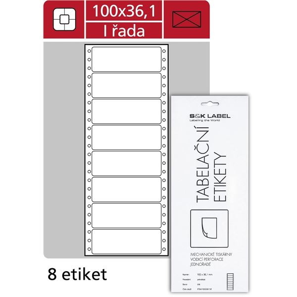 Tabelační jednořadé etikety, 100 x 36,1 mm, 200 ks