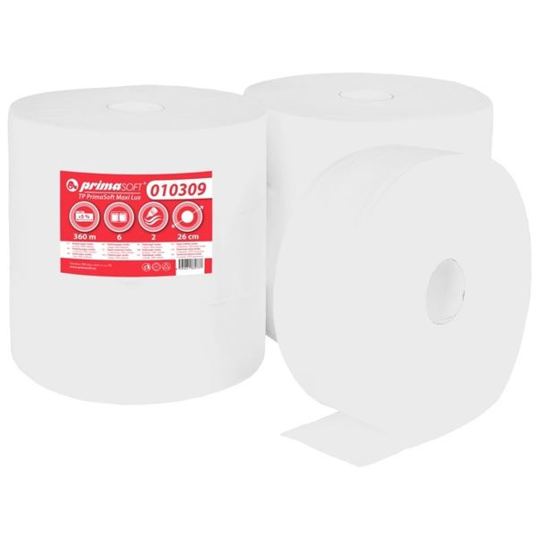 Toaletní papír PrimaSOFT Jumbo, 2vrstvý, 6 rolí