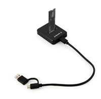 GEMBIRD dokovací stanice pro stolní počítače DD-U3M2, USB-C, M.2 SATA, NVMe SSD, černá