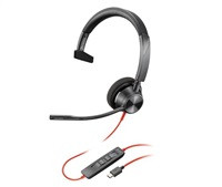 Poly Blackwire 3310 MS Teams náhlavní souprava, USB-C/A adaptér, mono