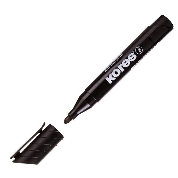 Permanentní popisovač Kores, kulatý, černý