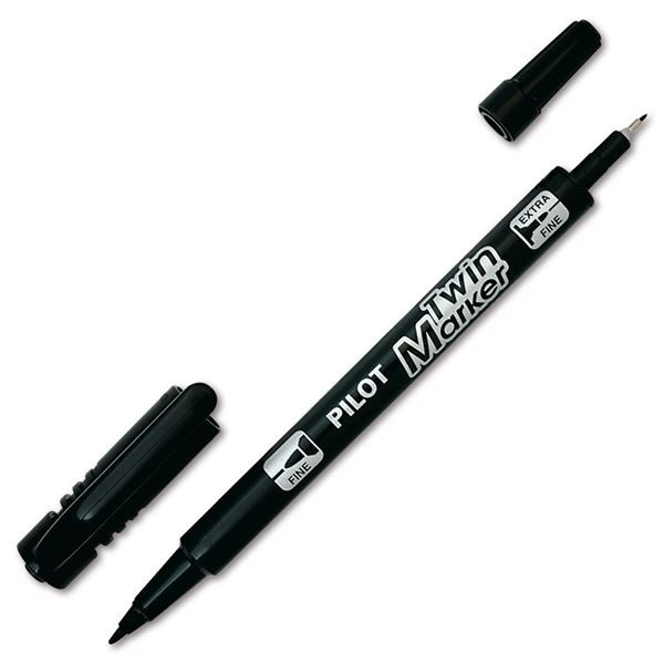 Permanentní popisovač Pilot Twin, dvouhrotý, černý