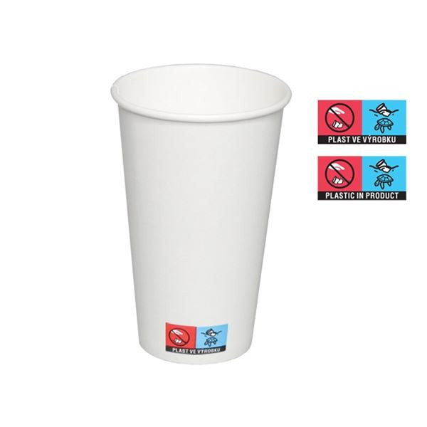 Papírové kelímky - 500/600 ml, bílé, 50 ks
