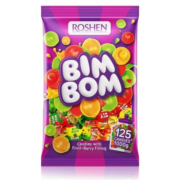 Bonbony Roshen Bim-Bom - dropsy s náplní, 1 kg