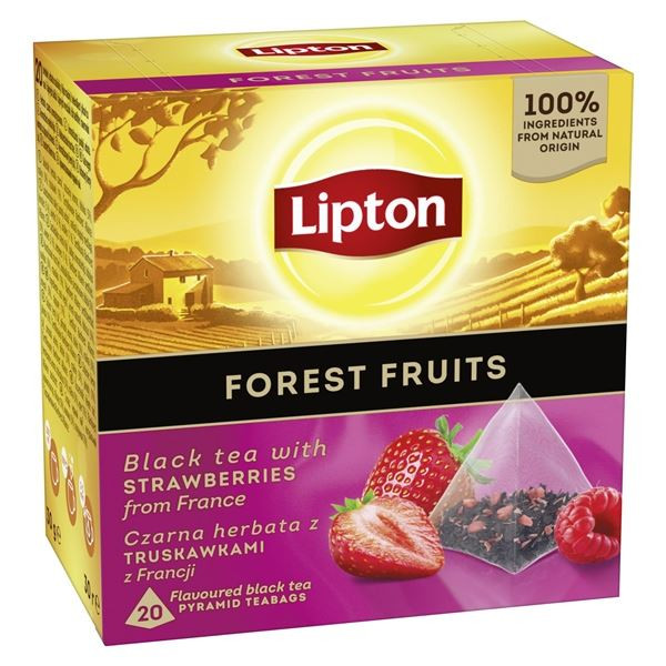 Černý čaj Lipton - pyramidy,červ.ovoce, 20x 1,7 g