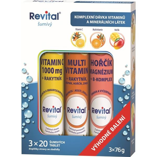Šumivé vitamíny Revital - vitamín C,hořčík,3x20tab