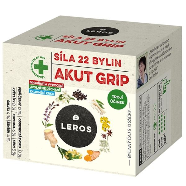 Bylin. čaj Leros-Síla 22 bylin, Akut Grip,10x 2,5g
