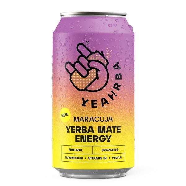 Vit.voda Yeahrba Mate-Maracuja,perlivá,plech,0,33l