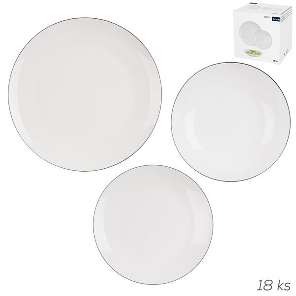 Jídelní sada Decora - porcelánová, kulatá, 18 ks