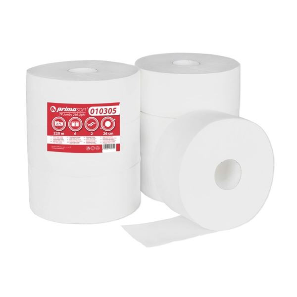 Toalet.papír jumbo PrimaSOFT 2vrstvý,bílý,26cm,6r.