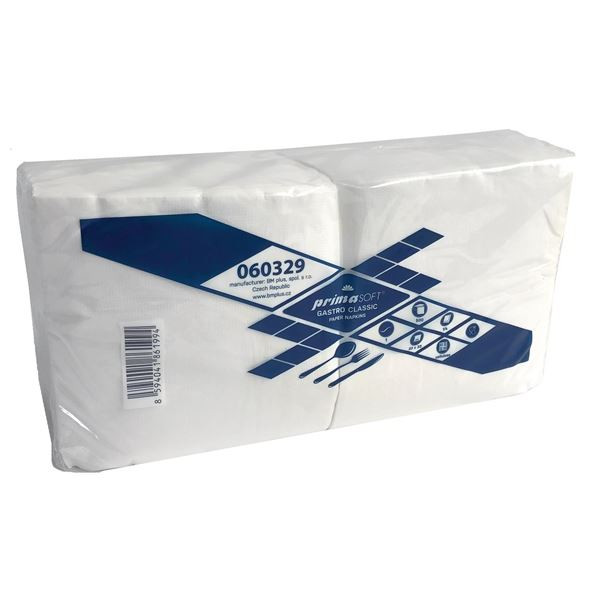 Papírové ubrousky Prima Soft - bílé, gastro,500 ks