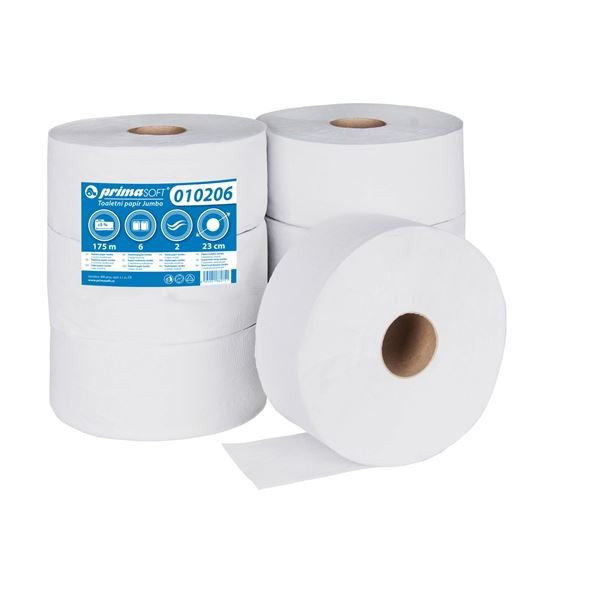 Toalet. pap.jumbo PrimaSOFT 2vrst.,bílý,23cm,6rolí