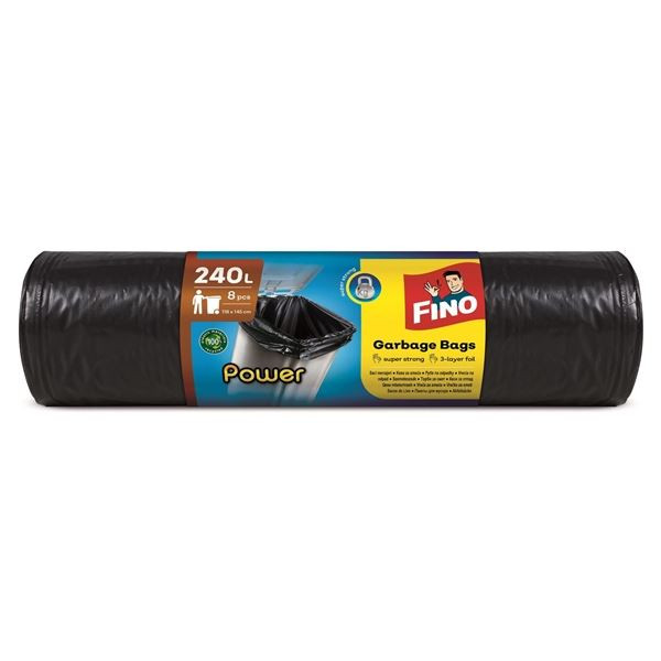 Pytle na odpadky Fino - pevné, černé,240 l, 8 ks
