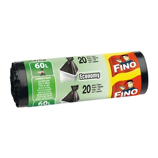 Pytle na odpadky FINO - economy, černé, 60 l,20 ks