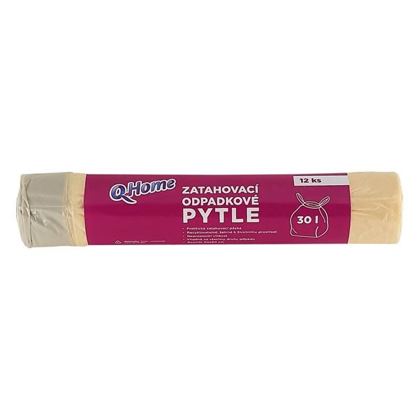 Pytle na odpadky Q Home - zatahovací, žluté, 30 l,