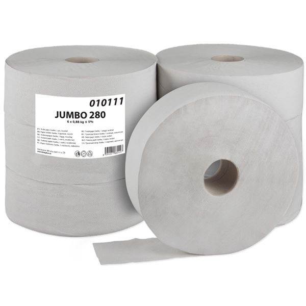 Toaletní papír jumbo- 1vrstvý, 260mm,265 m, 6 rolí