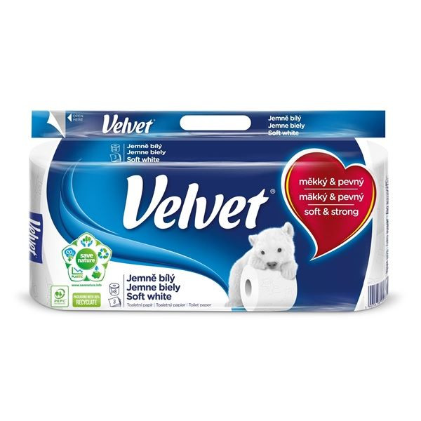 Toaletní papír Velvet - 3vrstvý, 8 rolí