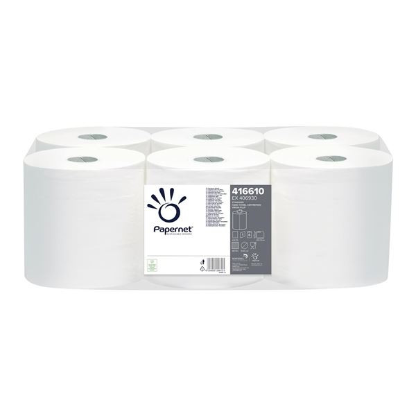 Papír.ručníky v roli Papernet-1vrstvé, bílé, 6rolí